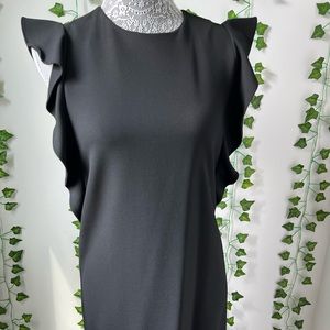 Zara women-Black dress with ruffle sleeves-size small